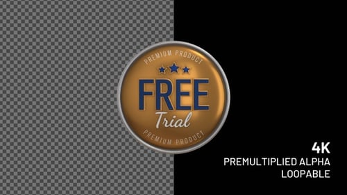 3D Rotating Premium Product Free Trial Badge Animation