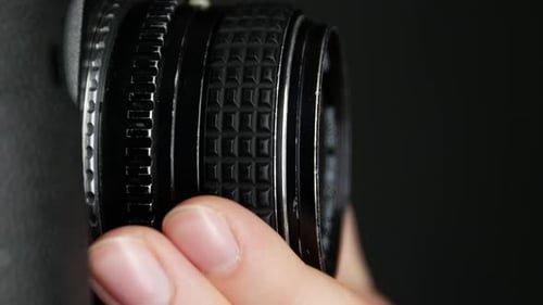 Wheel on Camera Aperture, Change Focus, Close Up