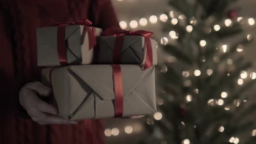 Walking Hold Christmas Gifts