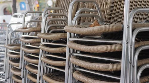 Second Wave Quarantine in Spain View of Closed Terrace Restaurants and Bars Following an Outbreak of