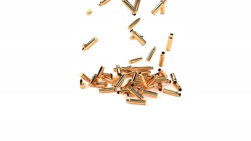 Golden Bullet Casings Falling and Piling Animation
