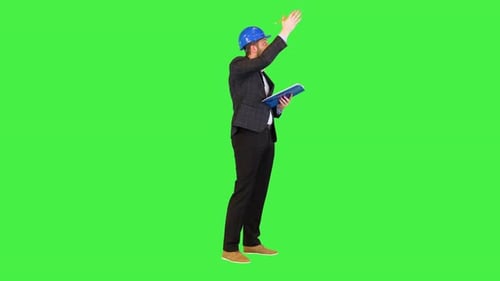 Angry Architect in Suit and Hard Hat Talking Blaming Workers Inspector Supervising Building Project