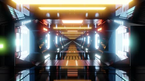 Gangway eines futuristischen Science-Fiction-Gebäudes