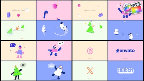 Festive Animated Logo Opener with Morphing Characters