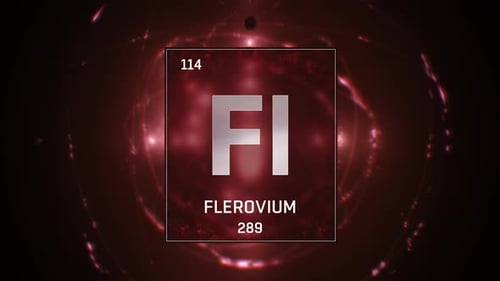 Le flérovium comme élément 114 du tableau périodique sur fond rouge