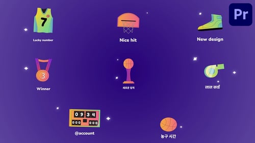 Basketball Sport Icons And Titles for Premiere Pro