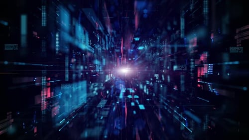 Futuristic Digital Data Tunnel Seamless Loop Background