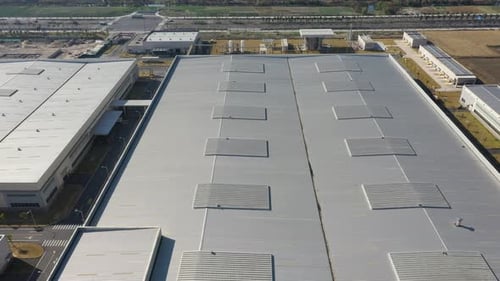 Factory building in city