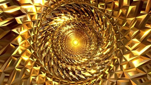 Abstract Golden Geometric Tunnel Loop Background Animation