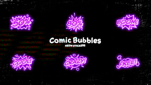 Neon Comic Speech Bubble Text Pop-Ups Animation Pack