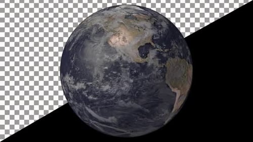 Seamless Rotating 3D Earth Globe Loop with Alpha Channel
