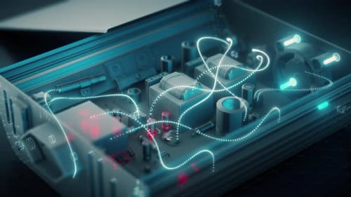 Futuristic Digital Data Flow in Microchip Reveal