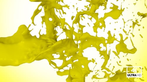 Vibrant Yellow Fluid Paint Splash Reveal Transition