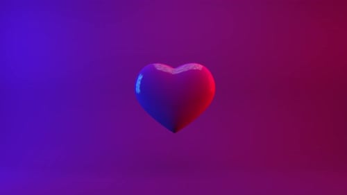 Abstract Spinning 3D Heart with Neon Colors Loop