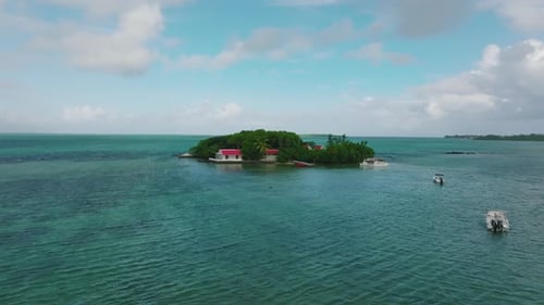 Aerial View of a Small Private Tropical Island in the Mauritius