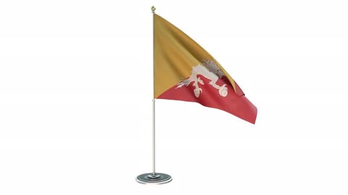 Realistic 3D Bhutan National Flag Waving Animation