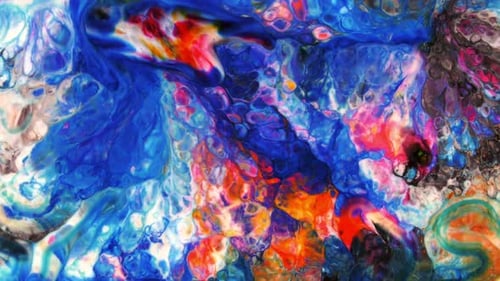 Abstract Fluid Paint Swirls in Vibrant Colors