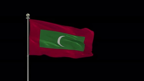 Realistic Maldives National Flag Waving Animation