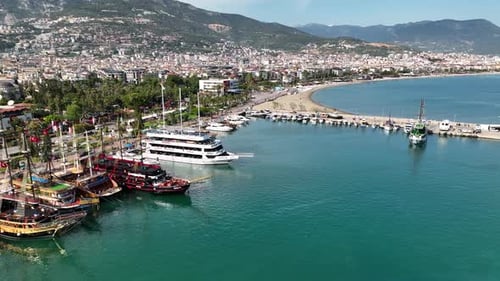Pirate Harbor aerial view Turkey Alanya 4 K