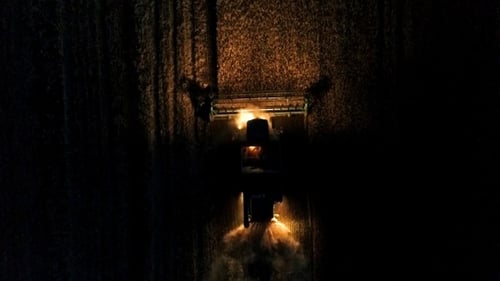 Combine harvester working on a wheat crop at night. Aerial view. Slow motion.