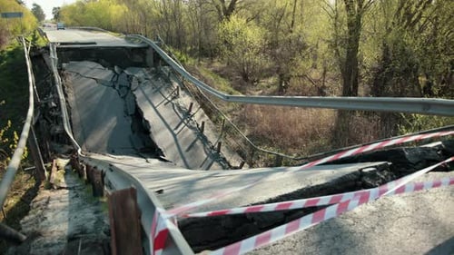 Flood Damaged Closed Highway Road Bridge
