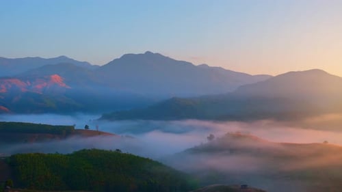 4K : Beautiful scenery of dense clouds. colorful of the sunrise