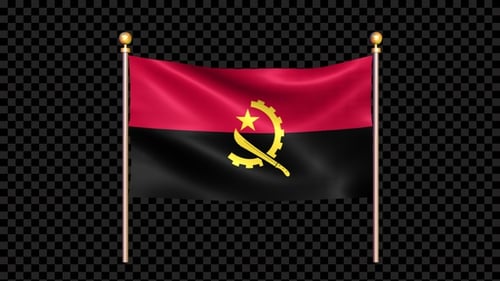 Waving Flag of Angola on Black and Transparent Backgrounds