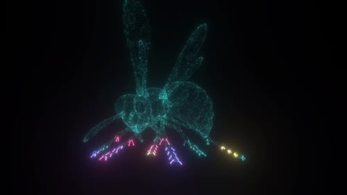 Futuristic Glowing Insect Hologram Digital Technology Animation