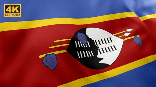 Eswatini Flag Waving in Realistic Natural Style