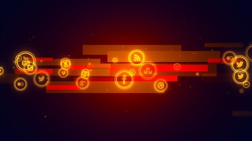 Glowing Social Media Icons Technology Network Loop
