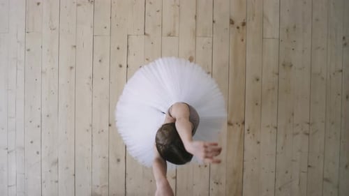 Top View Of Little Girl Performing Ballet Dance