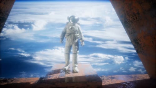 Astronaut on the Space Observatory Station Near Earth