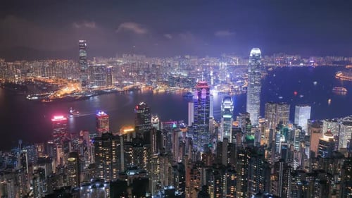4k Zeitraffer der Stadt Hongkong bei Nacht, Blick vom The Peak