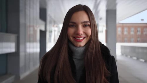 Portrait Beautiful Woman on City Street