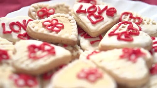 Heart Shaped Cookies Decorated with Love