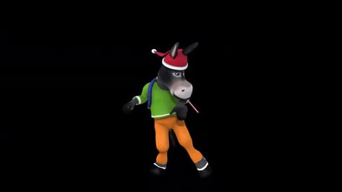 Funny Christmas Donkey Dancing Animation with Candy Cane