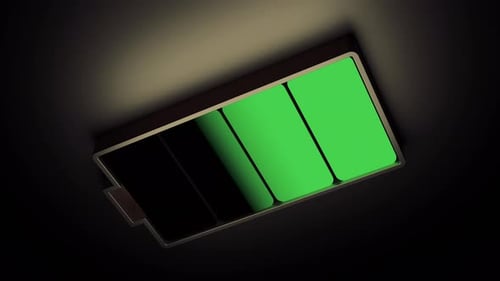 Abstract Charging and Discharging Battery on a Black Background