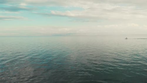 Aerial View of Young Woman Swimming in the Transparent Turquoise Sea Water