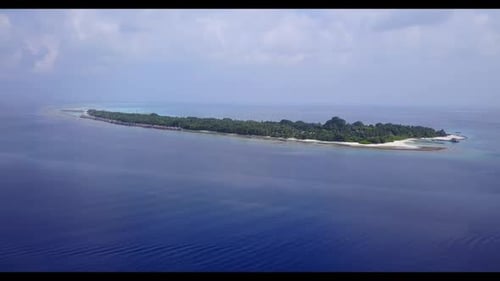 Aerial top down tourism of perfect resort beach vacation by shallow sea with white sand background o