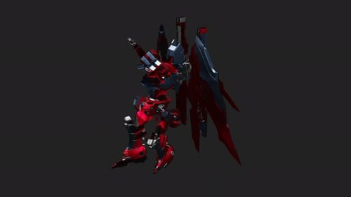 Futuristic Red Robot Mech Dynamic Posing Animation