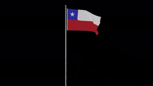 Waving Chilean Flag Animation Loop