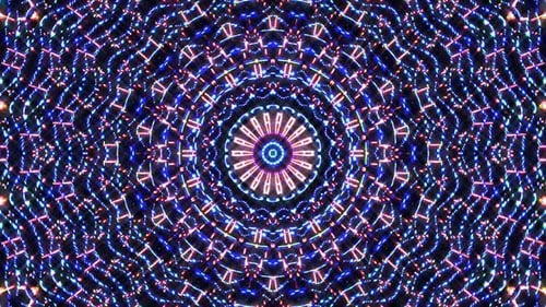 Futuristic Abstract Kaleidoscope Pattern with Glowing Neon Lights