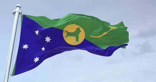 Christmas Island Flag Waving Realistic Loopable Animation
