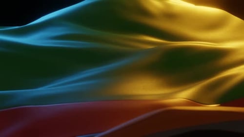 Abstract Waving Fabric Background Animation with Green Yellow Red Colors