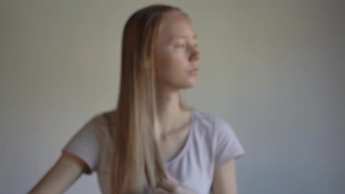 Young Woman Suffers From Hair Loss. Hair Loss Concept