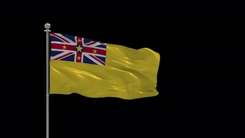 Realistic Niue National Flag Seamless Waving Loop Animation
