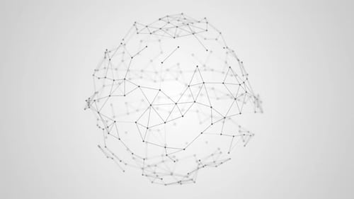 Linhas móveis, pontos e triângulos, globo, esfera, abstrato, ge