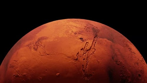 Realistic Mars Planet Rotating in Space on Black Background