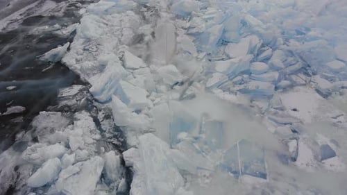 Aerial View of Winter Ice Landscape on Lake Baikal