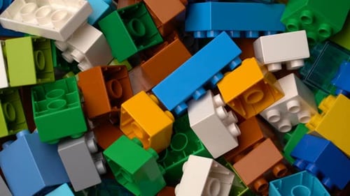 Colorful Toy Blocks Rotating Close Up Shot